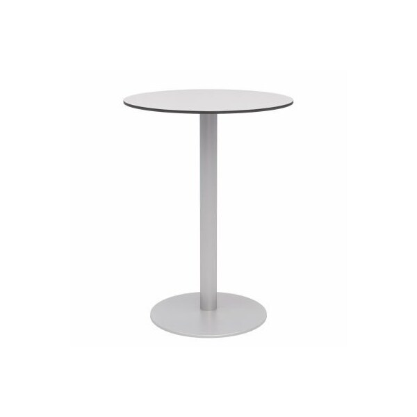 Kfi 30" Round Outdoor Bar Table - Fashion Gray Phenolic Top - Silver Aluminum Frame - Ivy Series OLTP30RD-B2200SL-D381-41 - main